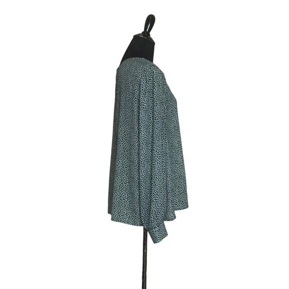 All in Favor green white print long sleeves tunic Blouse size XXL - Picture 6 of 11